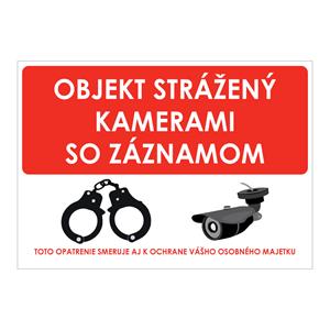 Objekt strážený kamerami so záznamom,plast 2mm,210x148mm