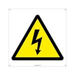 OSTRZEŻENIE PRZED NAPIĘCIEM ELEKTRYCZNYM - SYMBOL, płyta PVC 2 mm z dziurkami, 210x210 mm