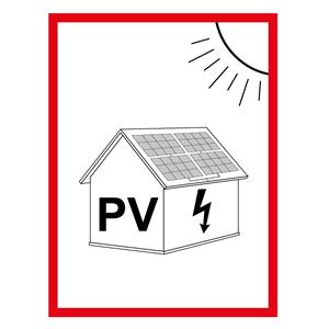 Označení FVE na budově - PV symbol - bezpečnostní tabulka, plast 2 mm 45 x 60 mm
