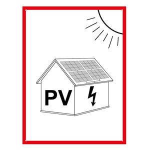 Označení FVE na budově - PV symbol - bezpečnostní tabulka, plast 2 mm s dírkami (A5) 148 x 210 mm