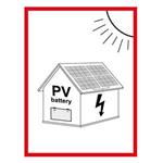 Označení FVE na budově s baterií - PV symbol - bezpečnostní tabulka, plast 0,5 mm 45 x 60 mm