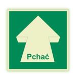 Pchać - fotoluminescencyjny znak, płyta PVC 2 mm 200x200 mm