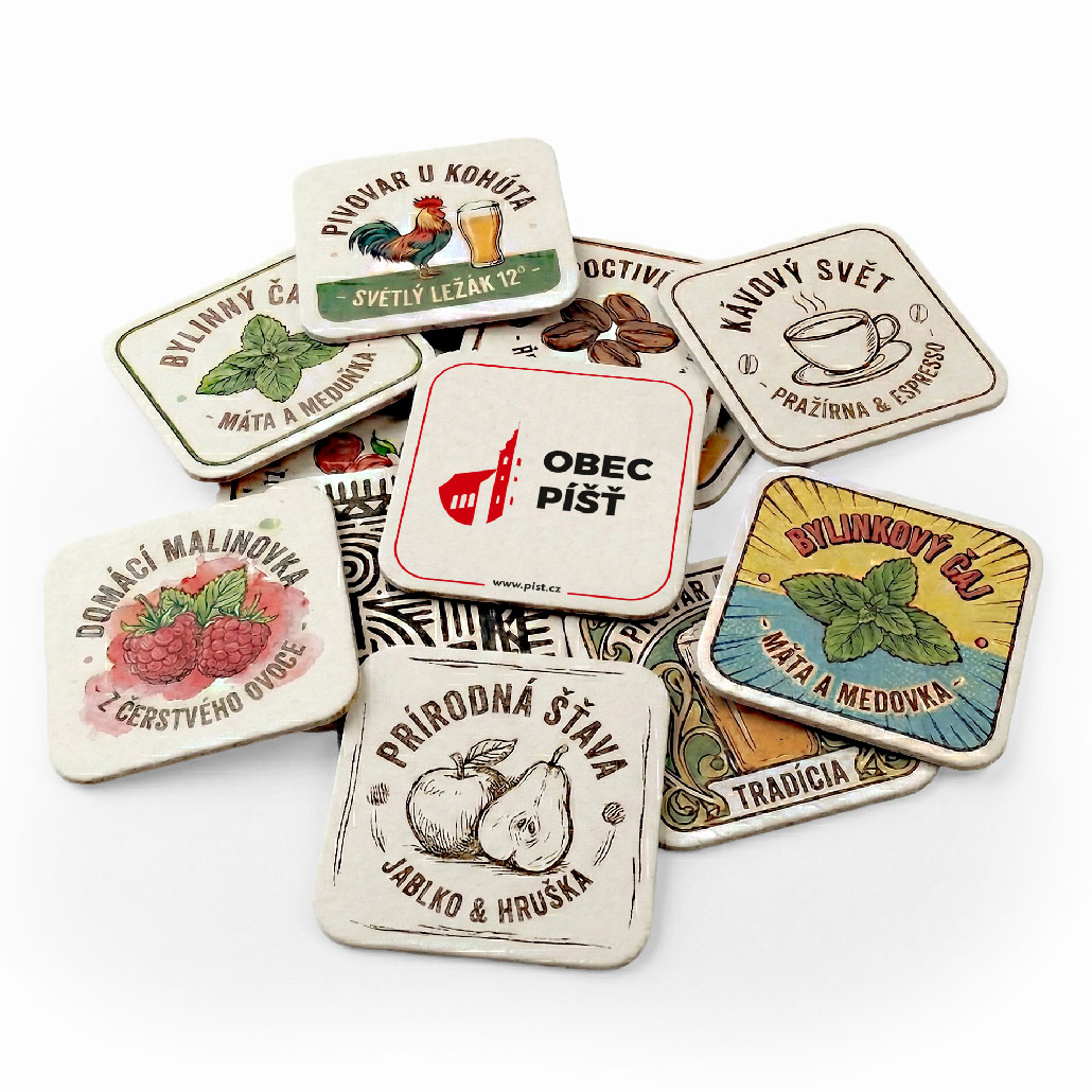 Pivní podtácky papírové čtvercové 93 mm x 93 mm, jednostranný tisk - na zakázku