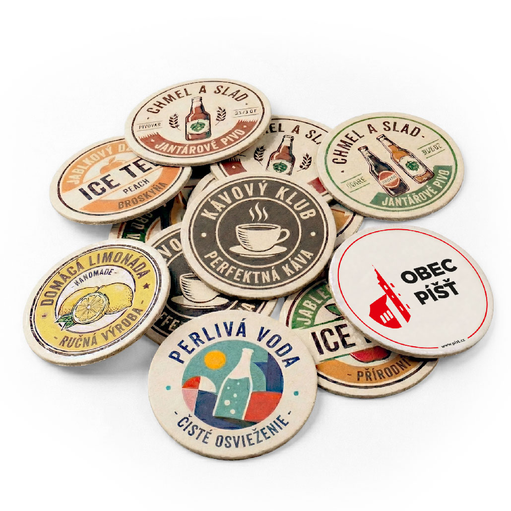 Pivní podtácky papírové kulaté 10 cm jednostranný tisk - na zakázku