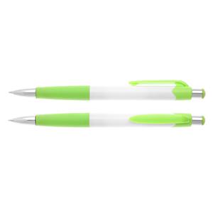 Plastové kuličkové pero Colombo White - bílá/zelená světlá