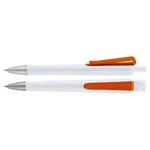 Plastové kuličkové pero Trisha - bílá/oranžová