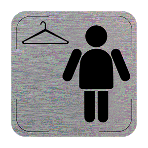 Popis místnosti - cedulka na dveře - Šatna muži, hliníková tabulka, 80 x 80 mm