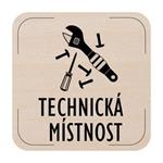 Popis místnosti - cedulka na dveře - Technická místnost - piktogram, dřevěná tabulka, 80 x 80 mm