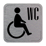 Popis místnosti - cedulka na dveře - WC invalidé, hliníková tabulka, 80 x 80 mm