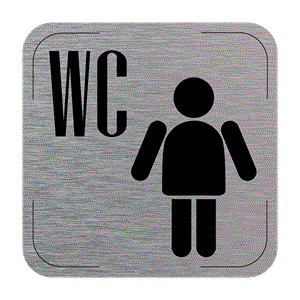Popis místnosti - cedulka na dveře - WC muži, hliníková tabulka, 80 x 80 mm