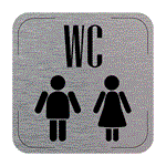 Popis místnosti - cedulka na dveře - WC muži/ženy, hliníková tabulka, 80 x 80 mm