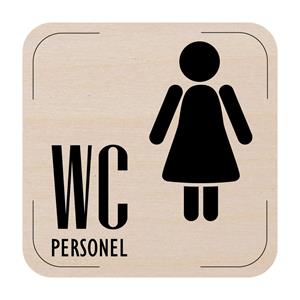 Popis místnosti - cedulka na dveře - WC personál ženy, dřevěná tabulka, 80 x 80 mm