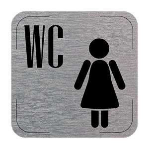 Popis místnosti - cedulka na dveře - WC ženy, hliníková tabulka, 80 x 80 mm