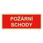 Požární schody - fotoluminiscenční tabulka, plast 1 mm 210x80 mm