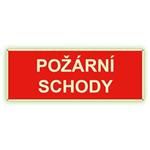 Požární schody - fotoluminiscenční tabulka s dírkami, plast 2 mm 210x80 mm