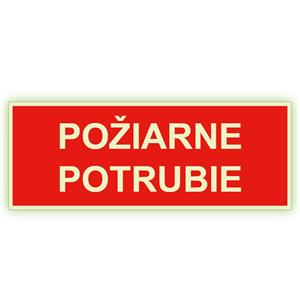 Požiarne potrubie - fotoluminiscenčná tabuľka, plast 1 mm 210x80 mm