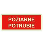 Požiarne potrubie - fotoluminiscenčná tabuľka, plast 1 mm 210x80 mm