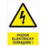 Pozor, elektrický ohradník! - bezpečnostná tabuľka, plast 2 mm - A4