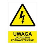 POZOR fotovoltaické zařízení - bezpečnostní tabulka, plast 0,5 mm (A4) 210 x 297 mm