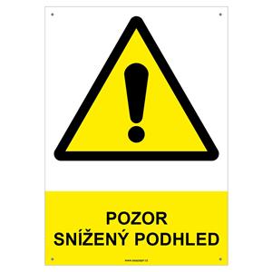 POZOR SNÍŽENÝ PODHLED - bezpečnostní tabulka s dírkami, plast A4, 2 mm