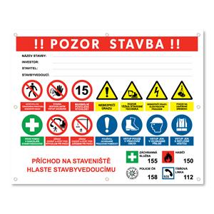 POZOR STAVBA 3 bezpečnostní banner - 100x80 cm