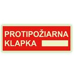 Protipožiarna klapka - fotoluminiscenčná tabuľka, samolepka 210x80 mm
