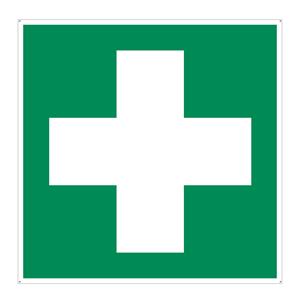 Prvá pomoc - ošetrovňa - označenie lekárničky - bezpečnostná tabuľka, plast 2 mm s dierkami 150x150 mm
