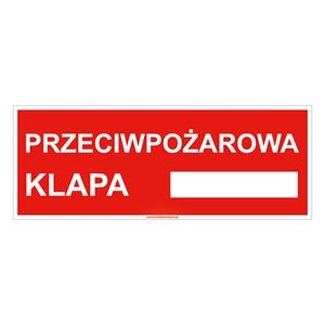 Przeciwpożarowa klapa - znak, płyta PVC 1 mm 210x80 mm