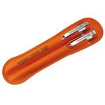 Sada hliníkové kuličkové pero a mikrotužka v imitaci kůže Taur 60 - oranžová