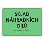 Sklad náhradních dílů, samolepka a4