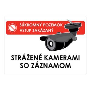 Strážené kamerami so záznamom-súkromný pozemok,plast 1mm,210x148mm