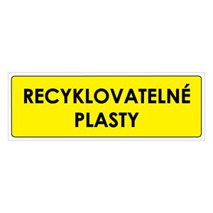 TŘÍDĚNÝ ODPAD - RECYKLOVATELNÉ PLASTY, Samolepka 290x100 mm