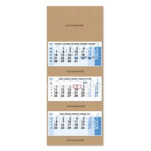 Tříměsíční kalendář Trio Kraft skládaný český 2027 - modrý