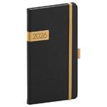 Týdenní diář 2026 kapesní Twill - černo-zlatá