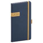 Týdenní diář 2026 kapesní Twill - modro-zlatá