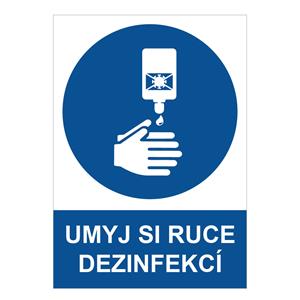 Umyj si ruce dezinfekcí - bezpečnostní tabulka, 0,5 mm plast A5