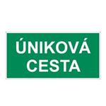 Úniková cesta - bezpečnostná tabuľka, plast 2 mm s dierkami 300x150 mm