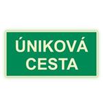 Úniková cesta - fotoluminiscenčná tabuľka, plast 1 mm 200x100 mm