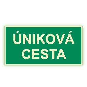 Úniková cesta - fotoluminiscenčná tabuľka, samolepka 400x200 mm