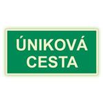 Úniková cesta - fotoluminiscenční tabulka, samolepka 200x100 mm