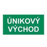Únikový východ - bezpečnostná tabuľka, plast 2 mm 200x100 mm