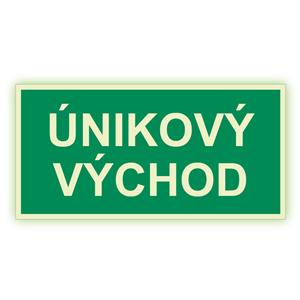 Únikový východ - fotoluminiscenční tabulka, plast 2 mm 400x200 mm