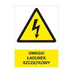 UWAGA! ŁADUNEK SZCZĄTKOWY - znak BHP, płyta PVC A4, 0,5 mm