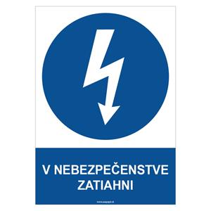 V nebezpečenstve zatiahni - bezpečnostná tabuľka, samolepka A4