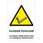 Výstraha-fajčenie povolené,plast 2mm,210x297mm