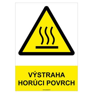 Výstraha! Horúci povrch - bezpečnostná tabuľka, plast 0,5 mm - A4