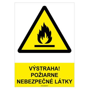 Výstraha! Požiarne nebezpečné látky-bezpečnostná tabuľka, samolepka A4