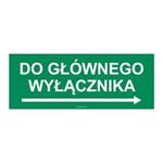 W PRAWO DO GŁÓWNEGO WYŁĄCZNIKA, płyta PVC 1 mm 210x80 mm