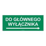 W PRAWO DO GŁÓWNEGO WYŁĄCZNIKA, płyta PVC 2 mm z dziurkami, 210x80 mm