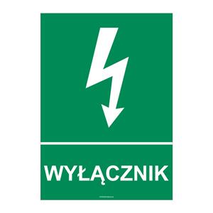 WYŁĄCZNIK, płyta PVC 1 mm, 210x297 mm